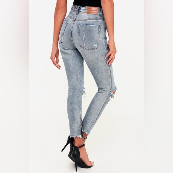 One tea Spoon High Waist Freebird Light Wash Distressed Skinny Jeans size 24 - Picture 2 of 10